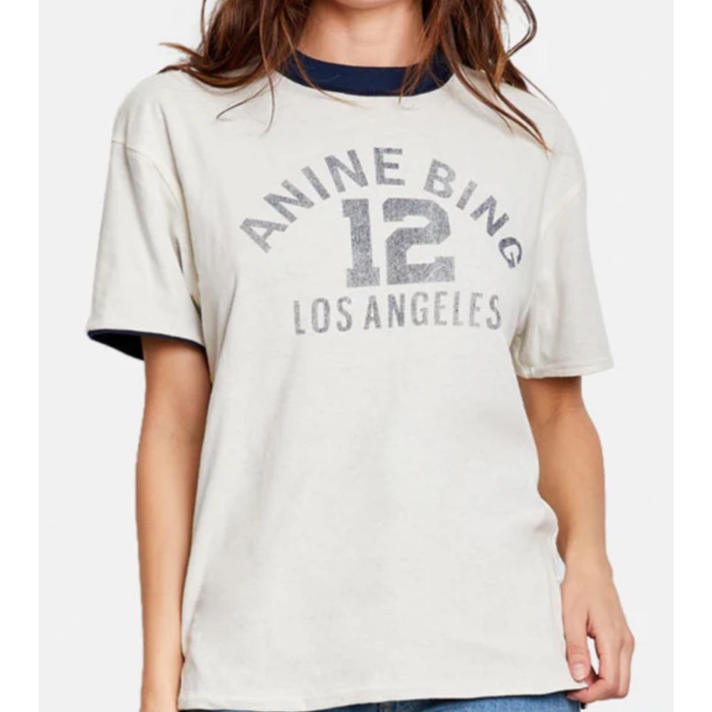 Anine Bing Toni Tee Reversible Washed Navy And Off White